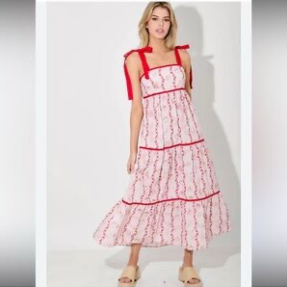 Red & Pink Maxi Dress Small 💗♥️ 🧁 dopamine dressing - Picture 10 of 11